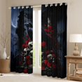 thumbnail image 2 of Homewish Halloween Skull Raven Kitchen Curtains,Red Rose Floral Black Out Curtains Pack of 2 (42x63 Each), 2 of 6