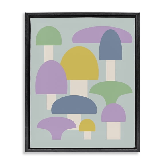 Stupell Industries Modern Pastel Mushroom Shapes Black Floating Frame Canvas Art, 17 x 21, by Lil' Rue