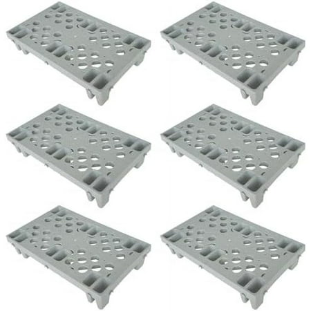 6 Pcs Grey Plastic Pallet, Lightweight Waterproof Floor Pallets, Interlocking with Breathable Grids Storage Pad, for Garages, Basement, Supermarket, Indoor and Outdoor