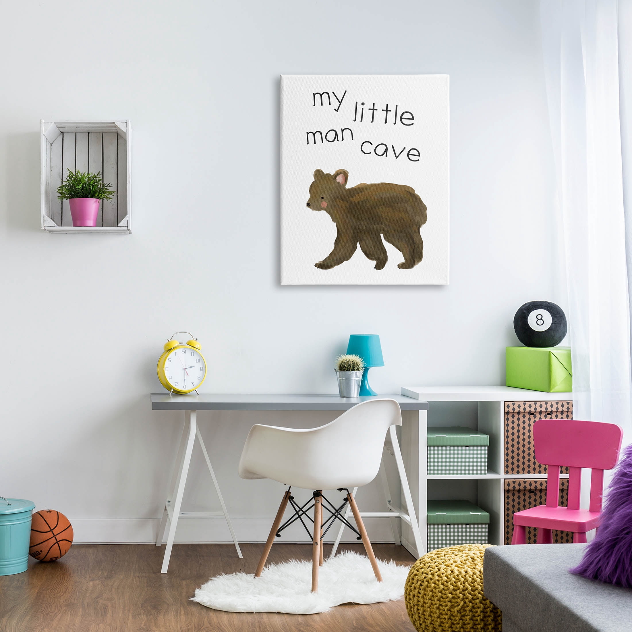 Stupell Industries My Little Man Cave Bear Graphic Art Gallery Wrapped Canvas Print Wall Art, Design by Leah Straatsma