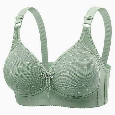 Wireless Bras for Women  Xunlbb Women s Plus Size Middle-aged And Elderly Mother Thin Underwear With Gathered Upper Support Sagging Adjustment Type No Steel Ring Bra(Green L)