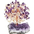 thumbnail image 1 of Árbol de cristal natural de cuarzo rosa, aguamarina y amatista con base de cristal de racimo de amatista, figuras de árbol de dinero, decoración de escritorio Feng Shui, decoración de altar de mesa, 1 of 4