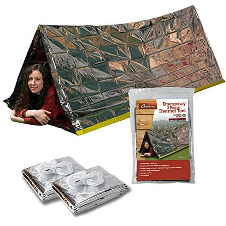 Emergency Thermal Tent- Reflective Mylar Survival Shelter- XL Size Waterproof Tube Tent Retains Heat and Fits 2 Adults in All Weather- 2