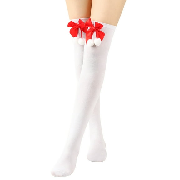 ERDOUY 1 Pairs Over Knee Socks Knee-High Socks High Thigh Boot Stockings Women Knee Highs Socks for Girl Cosplay, Daily Wear,White
