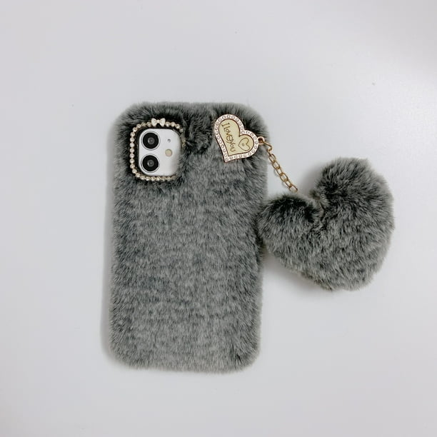 Allytech Iphone 12 Mini Case 5 4 Inch Cute Girly Soft Warm Faux Fur With Heart Ball Protective Shockproof Case For Girls Women Cover For Apple Iphone 12 Mini Gray Walmart Com Walmart Com