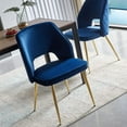 thumbnail image 6 of NORDICANA Modern Dining Chair Set of 2, Navy Blue Velvet Fabric Upholstered Accent Chairs with Golden Metal Legs, Round Back Side Chairs for Kitchen Living Room Bedroom, 6 of 10