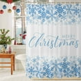 thumbnail image 6 of Shower Curtain 72"W x 96"L Merry Christmas Winter Blue Snowflakes Fabric Shower Curtains Set with Hooks Water Repellent Bathroom Curtains Machine Washable Bathroom Accessories, 6 of 9