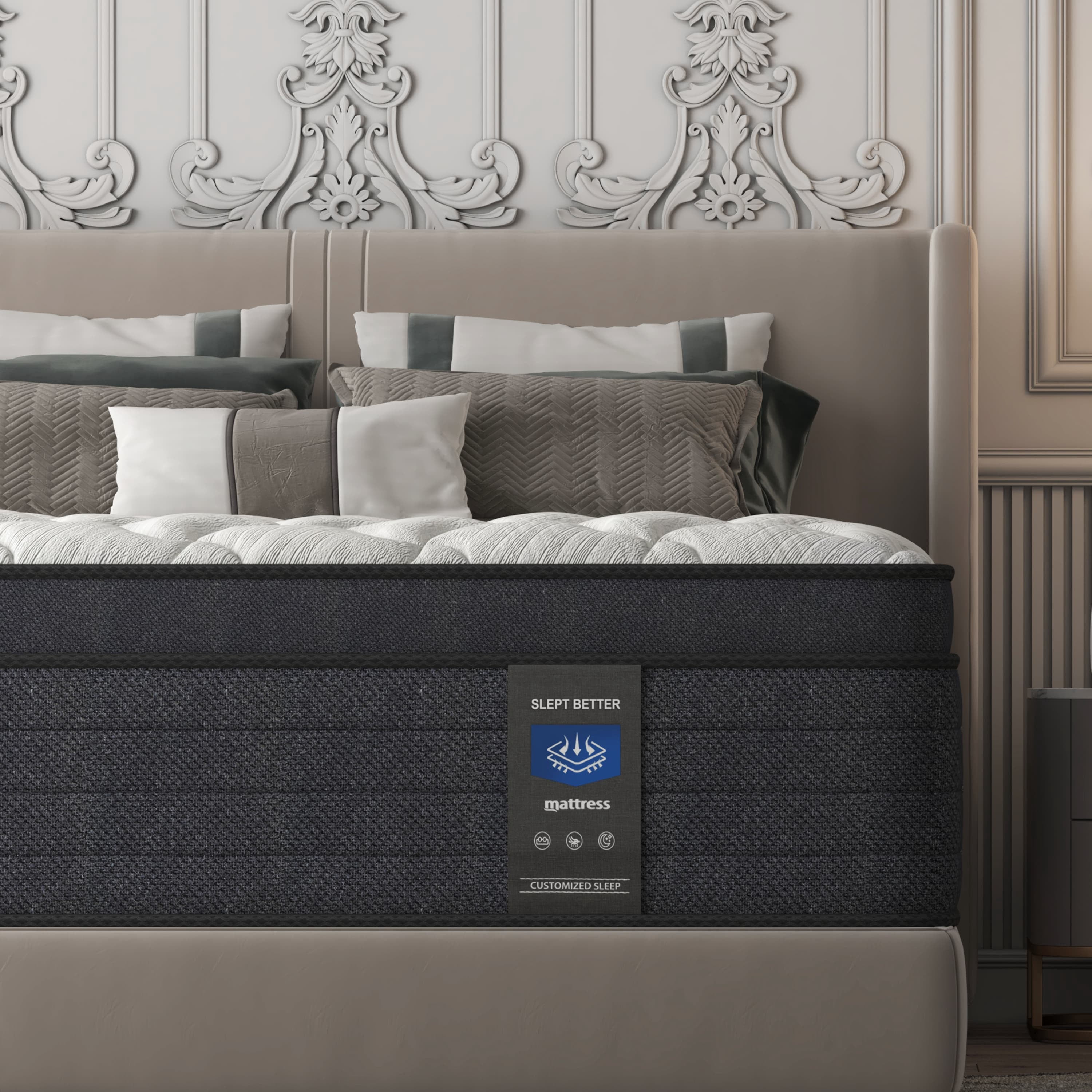 CTQC Twin Mattress 12 Inch Euro Top Mattress in a Box Memory Foam Hybrid Mattress with individually Pocket Springs Med White with Black rim
