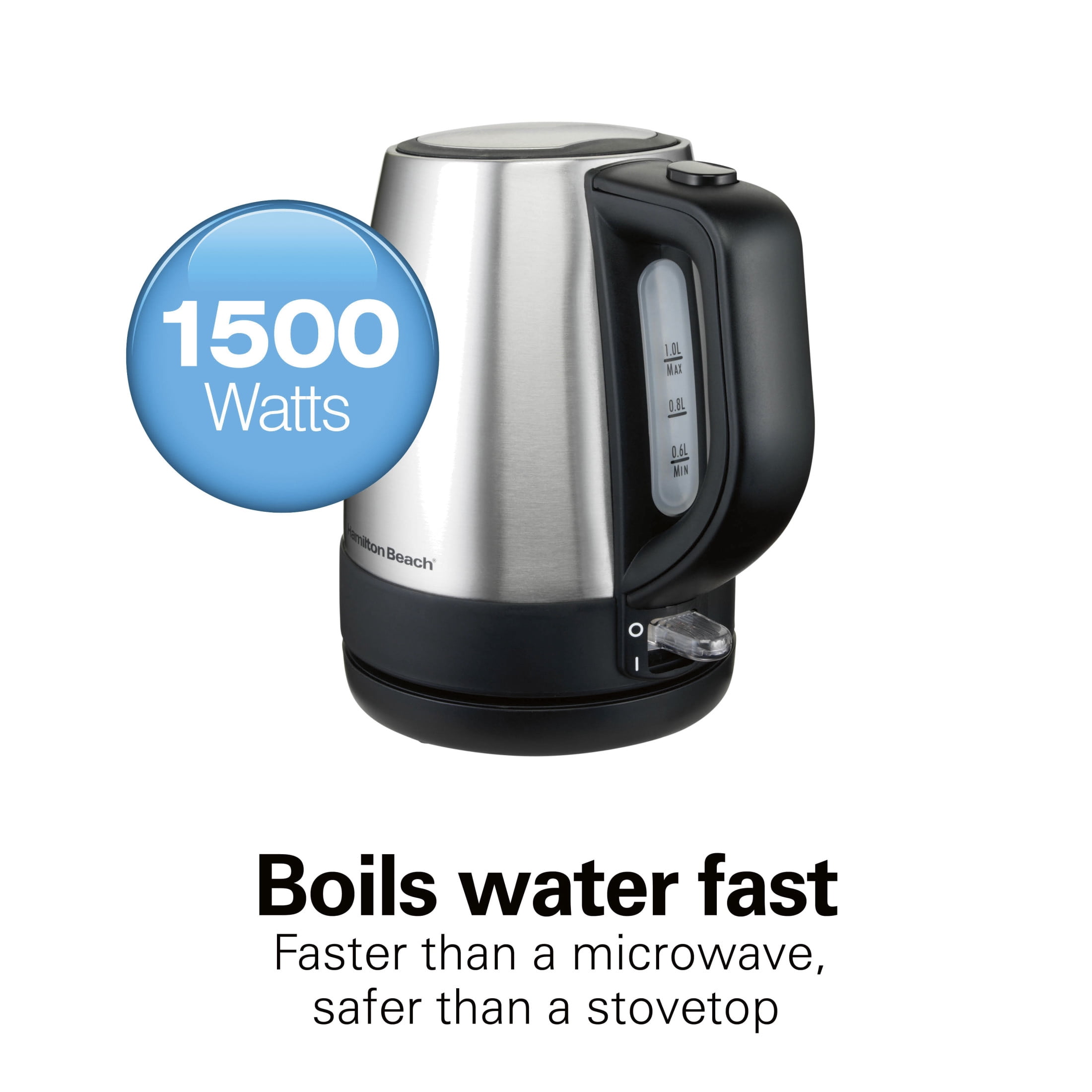 Hamilton Beach Stainless Steel Electric Kettle, Tea & Water Kettle, 1L