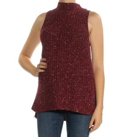 KENSIE Womens Burgundy Sleeveless Turtle Neck Top Size: M