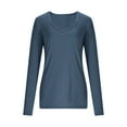 thumbnail image 6 of ClodeEU Women's Fall V Neck Slim Long Sleeve T Shirts,Stretchy Layer T Shirts Y2K Tops Navy,Womens Plus XL, 6 of 9