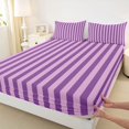 thumbnail image 5 of Manfei Geometric Stripe Queen Sheets,Contemporary Minimalist Queen Sheet Sets, Purple Light Purple, Reversible 4-Piece1 Flat Sheet + 1 Fitted Sheet + 2 Pillowcases, 5 of 6