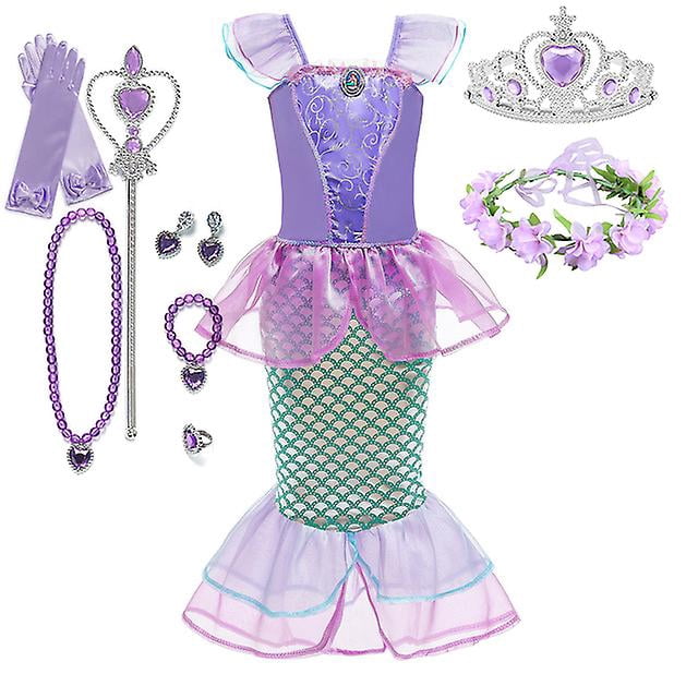 Disney Little Mermaid Ariel Princess Costume Kids Dress For Girls Cosplay Children Carnival Birthday Party Clothes Mermaid Dress V