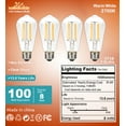 thumbnail image 3 of Leadleds 4-Pack E26 LED Edison Bulb, 8W 100W Equivalent, 2700K Warm White Vintage Light Bulbs, 3 of 7
