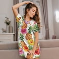 thumbnail image 3 of Balery Hawaiian Pineappl Pattern Womens Short Sleeve Sleepshirt Scoopneck Cute Nightdress Comfy Nightgown Loungewear Dress, 3 of 6
