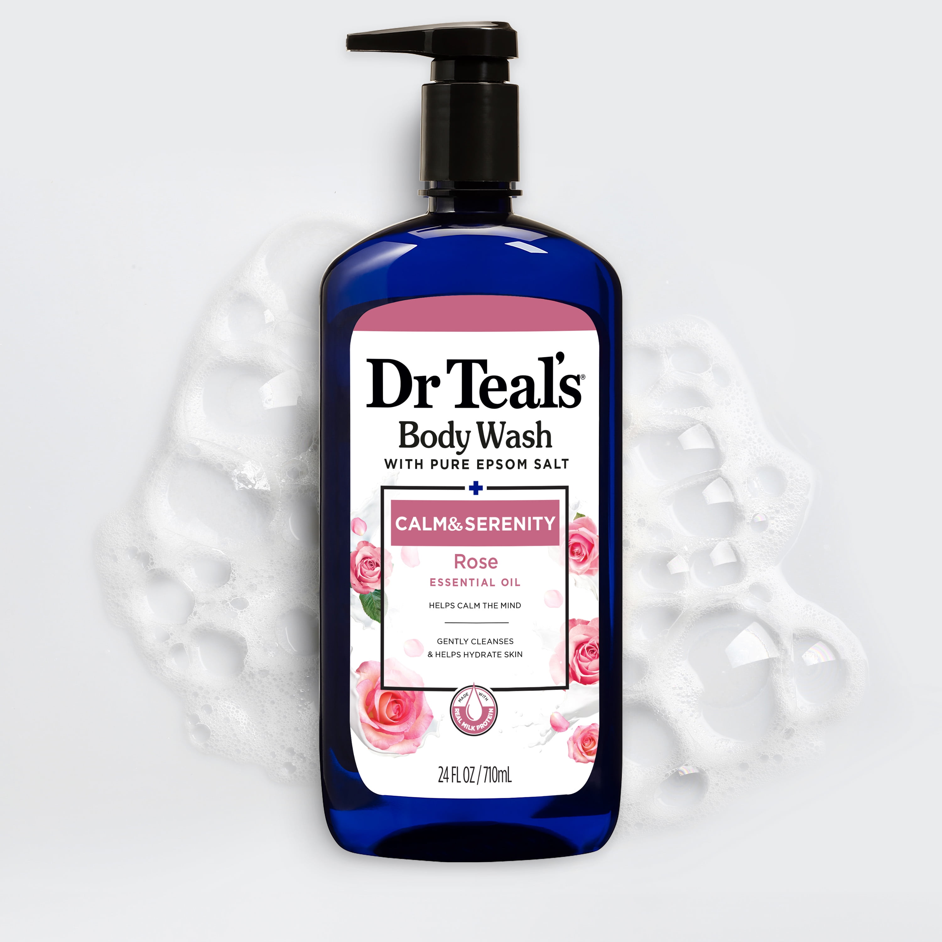 Dr Teal’s Body Wash with Pure Epsom Salt, Rose & Milk, 24 oz