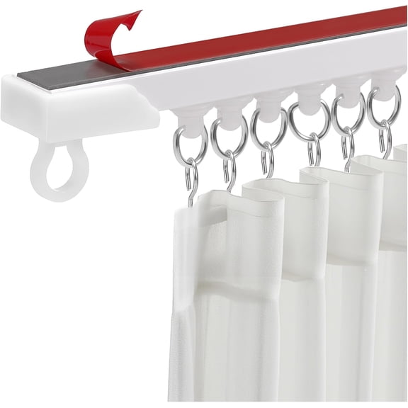 Self Adhesive Ceiling Curtain Track Or Wall Mount, No Drill, Screws, Adhesive Curtain Rod for Windows, Bathroom, Shower Curtain