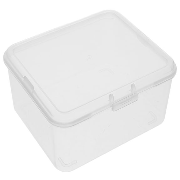 FRCOLOR Clear Plastic Beaded Box with Hinged Lid for Small Items Storage 10x5x3 Inches