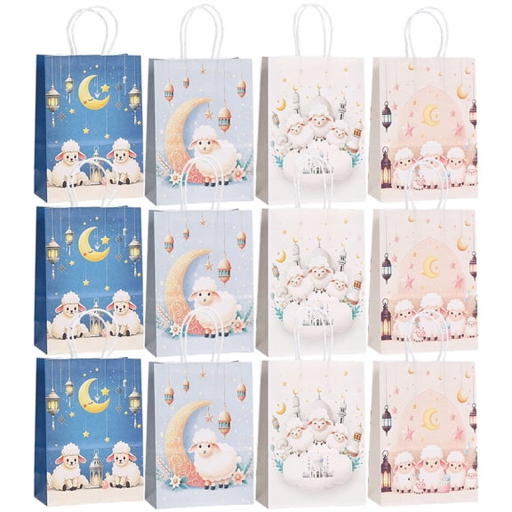 Jiibva Eid al-Adha White Sheep Paper Candy Gift Bag Cute Ramadan Gift Packaging for Eid al-Adha, Iftar Party, Holiday Gift Bags for Eid Gifts and Sweets