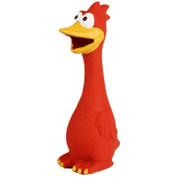 Rubber Chicken Squeaky Dog Toys for Small, Medium or Large Pet Breeds, Play Fetch, Reduce Separation Anxiety，Red