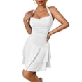 thumbnail image 2 of Women'S Halter Ruffle Hem Mini Dress Ruched Waist Corset Short Party Dresses White M, 2 of 9