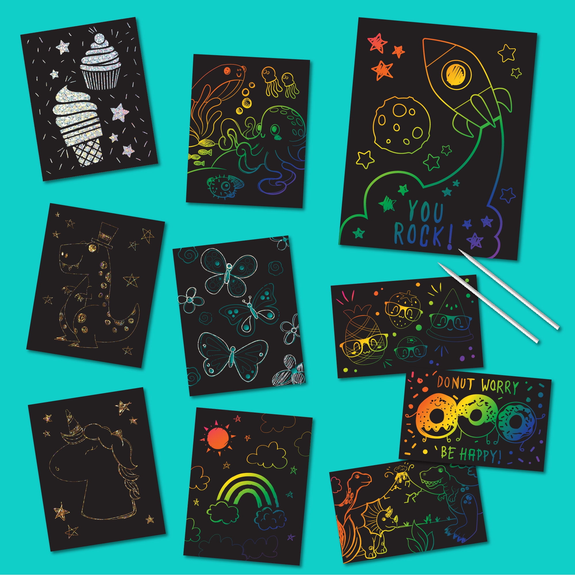 Scratch Art Pad Create Design Colourful Decorative Pocket Sized