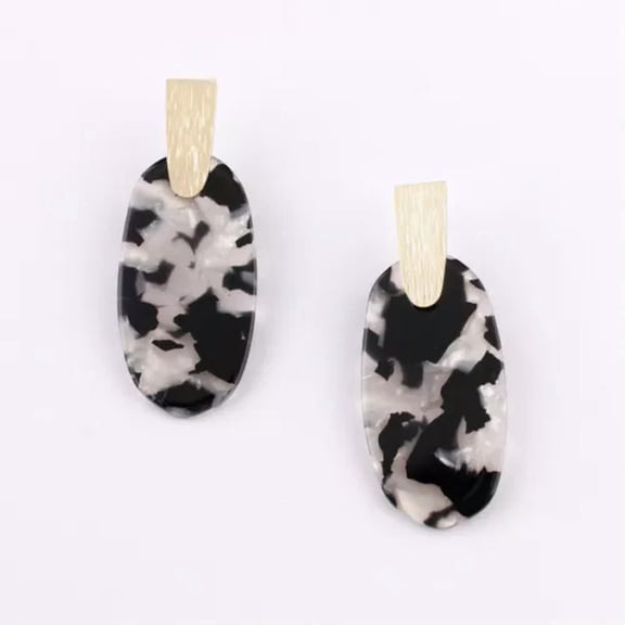 Resin Oval Turquoise Stone Leopard Geometric Dangle Earrings Women Jewelry