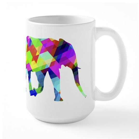 CafePress - Multi Color Elephant - 15 oz Ceramic Large White Nolvety Mug