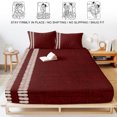 thumbnail image 5 of Cal.King Size Fitted Sheet Set - Deep Red Texture 3 Piece Bedding Sets 16" Deep Pocket Fitted Sheet with 2 Pillowcases, Country Farmhouse Burlap Stripes Brushed Microfiber Hotel Luxury Bed Sheets, 5 of 9