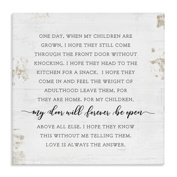 Stupell Industries Farmhouse My Door Forever Open Parenting Canvas Art, 24 x 24, by Jennifer Pugh