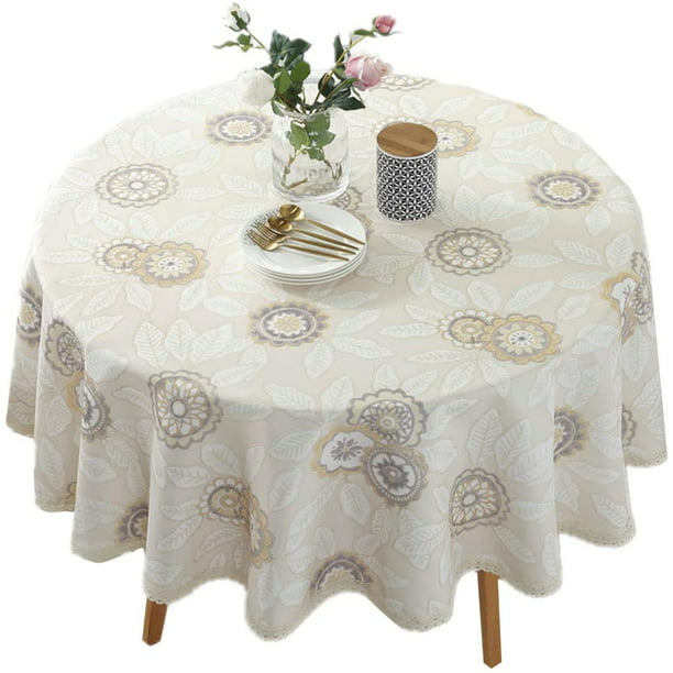 Spillproof Fabric Lace Table Cloth, Table Cover For Round Table