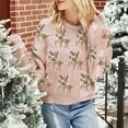 thumbnail image 4 of BOOMNY Christmas Womens Sweaters Long Sleeve Sweaters for Women Xmas Deer Embroidery Crewneck Knit Pullover Trendy Tops 2025 Fall Winter Knitwear, 4 of 5