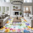 thumbnail image 3 of Spring Wildflowers Area Rugs 5'x7', Washable Small Throw Rugs for Laundry Room Playroom, Watercolor Floral Leaf Colorful Plaid Indoor Outdoor Rug Non-Slip Low Pile Carpet Runner Reversible Floor Mats, 3 of 8