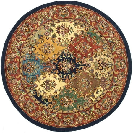 SAFAVIEH Heritage Malcolm Traditional Wool Area Rug Multi/Burgundy 3ft 6in Round