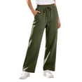 thumbnail image 2 of Women's Plus Size Straight Leg Sweatpants with Pockets Drawstring Loose Fit Casual Pants, Army Green-XL, 2 of 6