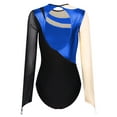 thumbnail image 4 of Haitryli Women's Rhinestone Long Sleeve Leotard Gymnastics Ballet Dancewear Blue XL, 4 of 7