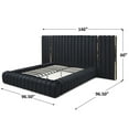 thumbnail image 2 of Avalon Velvet Upholstered King Platform Bed with Wings in Black, 2 of 2