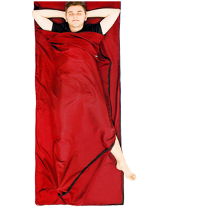 Drap de sac de couchage en coton avec fermeture éclair continue (connectable): sac de couchage léger et confortable, rouge