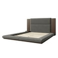 thumbnail image 4 of Harper & Bright Designs Floor Platform Bed Queen Size with Extended Wood Headboard & Bedside Shelf, Low Velvet Upholstered Queen Platform Bed Frame for Bedroom, Gray, 4 of 8