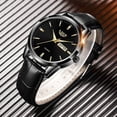 thumbnail image 3 of Reloj de cuero de lujo para hombre LIGE Cuarzo dorado y negro, 3 of 5