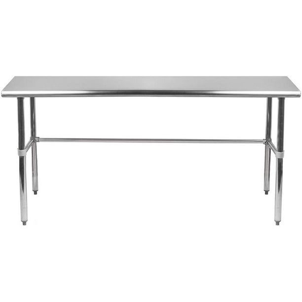 24 x 60 stainless steel work table with open base walmart