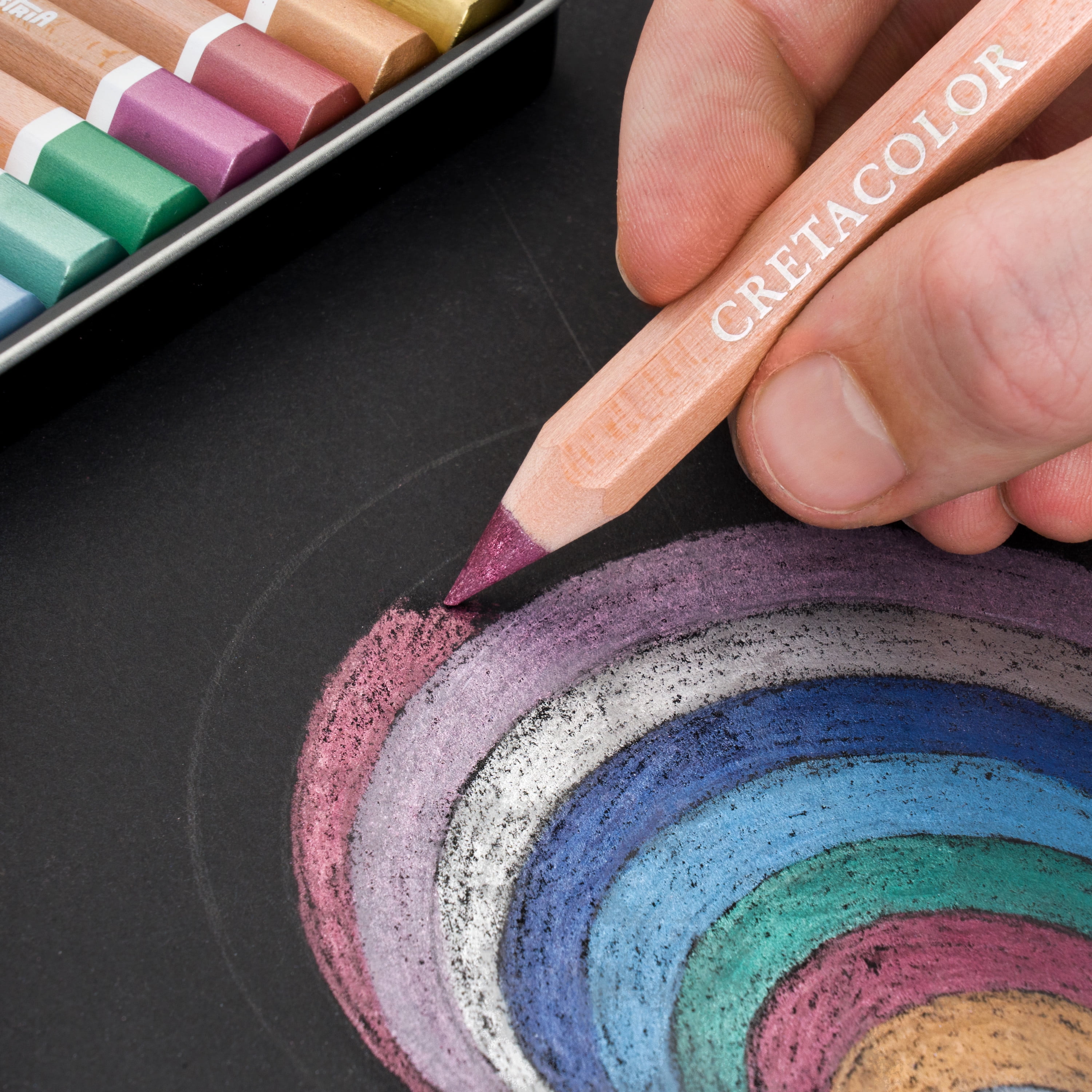 Cretacolor Mega Metallic Pencil Set, Tin Set of 12