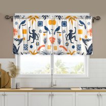 Yayeee Kitchen Curtains Set of 2 Light Filtering 57"x36" Over Sink Window Panels, Playful Forest