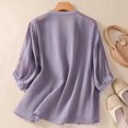 thumbnail image 4 of Bovemsi Women's Ramie Embroidered Blouse – Vintage Bohemian Linen Shirt for Spring/Summer, Purple, L, 4 of 6