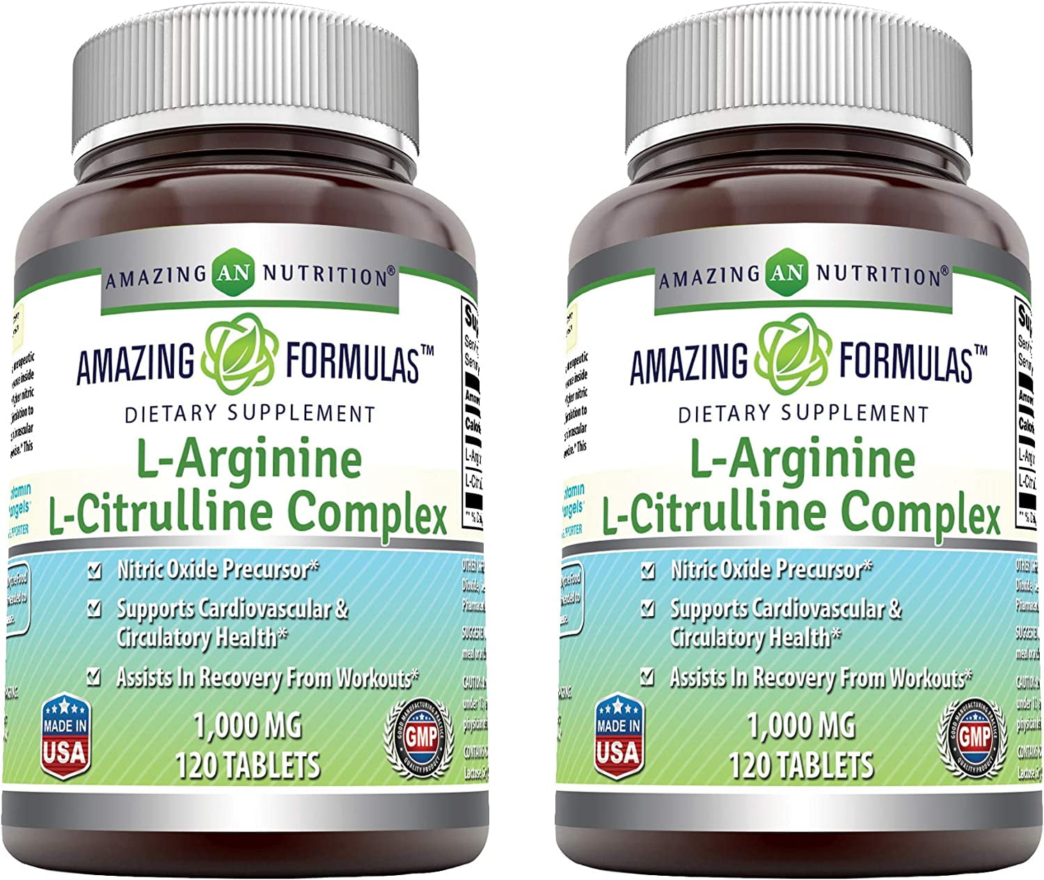 Amazing Nutrition LArginine/LCitrulline Complex 1000 Mg Combines Two