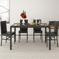 thumbnail image 2 of Modern Dining Set for 4, 5-Piece Dining Table and Chairs Set, 1 Table with Marble Top, 4 Leather Chairs for Kitchen Dining Room Living Room, Brown, 2 of 10