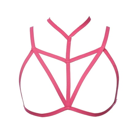 

Toma Women Harness Bra Erogenous Elastic Premium Material Cupless Ductility Romantic Air Firmness Passionate Unique Design Lingerie rose red