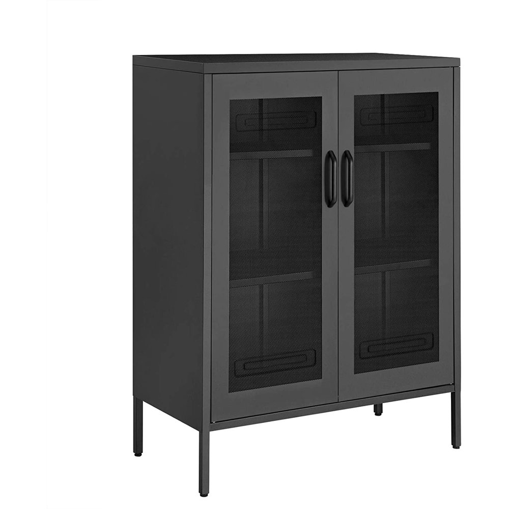 SONGMICS Metal Storage with Mesh Doors Black