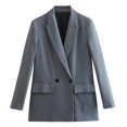 thumbnail image 2 of Casual Blazers for Women 2025 Fall Winter Long Sleeve Lapel Collar Open Front Business Casual Work Office Jacket, 2 of 5