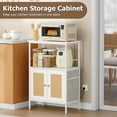 thumbnail image 6 of Bathroom Floor Storage Cabinet with Rattan Doors, Freestanding Bathroom Cabinet with Metal Frame, Coffee Bar Stand for Entryway, Kitchen, Living Room, 20x11.42x31.1 inches, White, 6 of 6